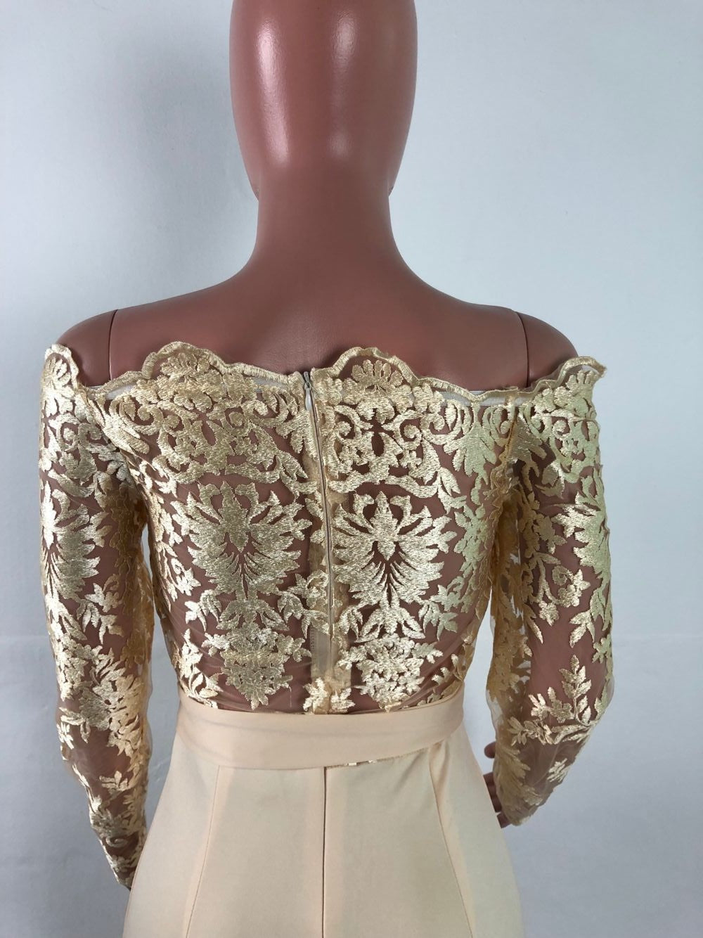Sj3227 Foreign Trade European and American Casual Women's Water-Soluble Lace One-Line Collar Wide-Leg Jumpsuit 7 Colors