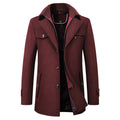 Cross-border Autumn and Winter Double Collar Wool Coat Men's Coat Casual Mid-length cotton and thickening Men's Plus Size