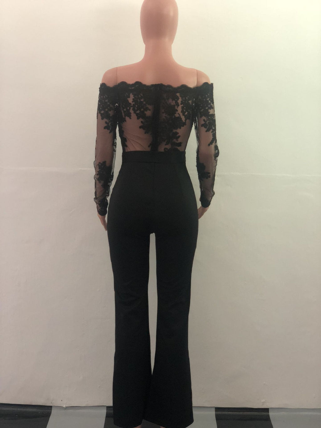 Sj3227 Foreign Trade European and American Casual Women's Water-Soluble Lace One-Line Collar Wide-Leg Jumpsuit 7 Colors