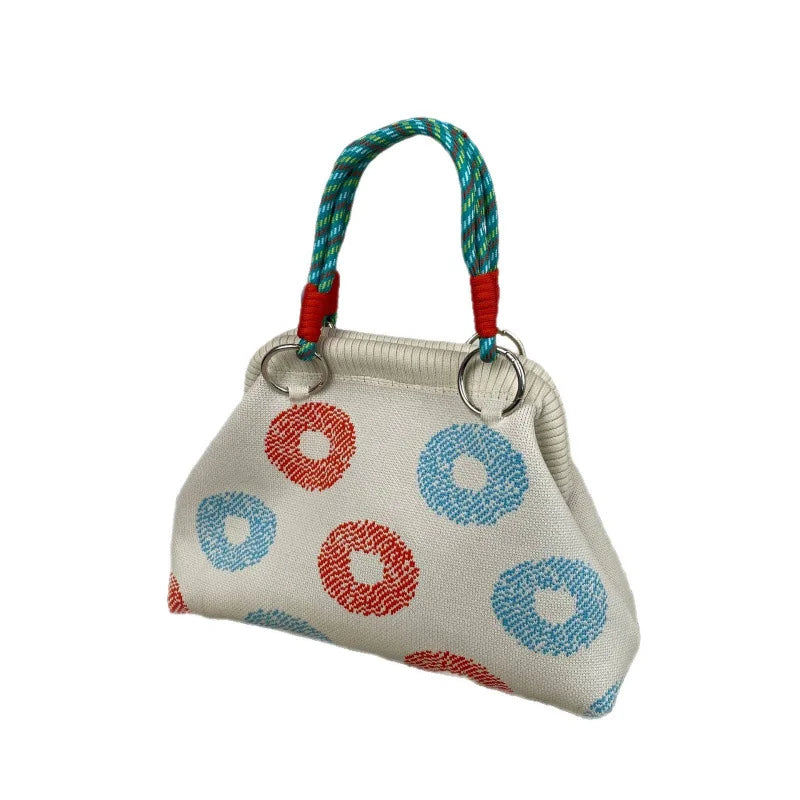 Factory Wholesale Retro Houndstooth Knitted Polyester Tote Bag with Magnetic Closure Dumpling Shoulder Handbag