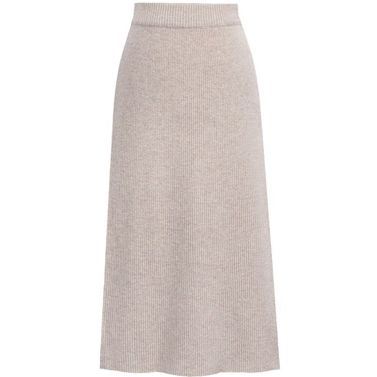 Winter Wool Skirt Women's Mid-Length Plus Size Angela Red Woolen Skirt Slit Hip Skirt High Waist Long Skirt
