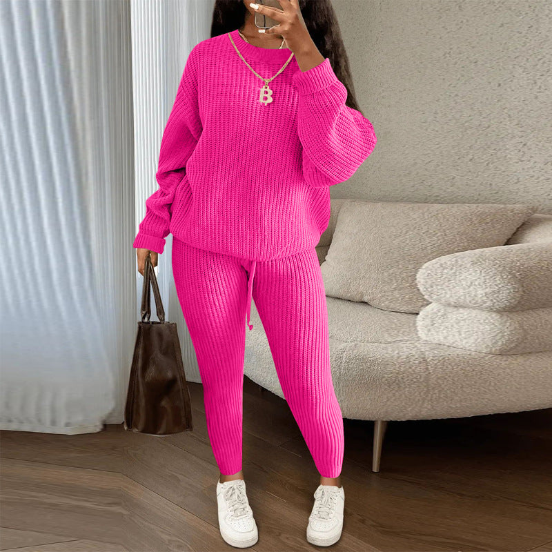 European and American Amazon hot sale fashion casual knitted suit trousers suit foreign trade Women's wool suit