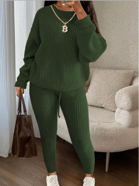European and American Amazon hot sale fashion casual knitted suit trousers suit foreign trade Women's wool suit