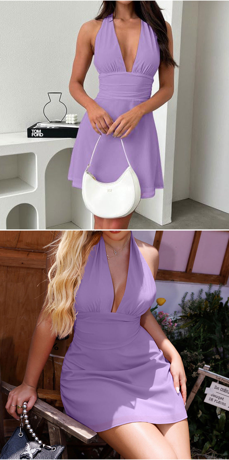 Spot European and American Cross-Border Women's Clothing Strappy Deep V Tight Skirt Sexy Sexy Backless Strappy Waist Dress