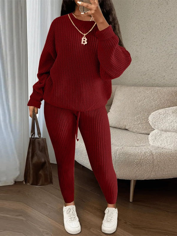 European and American Amazon hot sale fashion casual knitted suit trousers suit foreign trade Women's wool suit