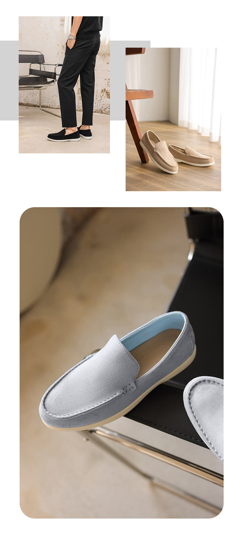 Pure Original Italian PU Slip-on Business Casual Loafers Flat Casual Lazy Men's Shoes Slip-on B- 3 Shoes