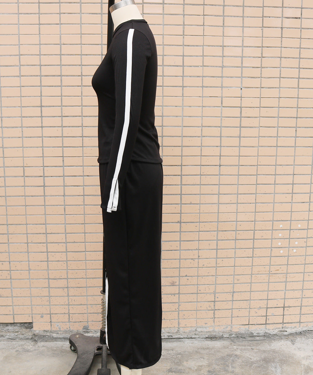 2025 independent station wish Amazon new autumn and winter fashion long sleeve solid color split two-piece skirt suit women