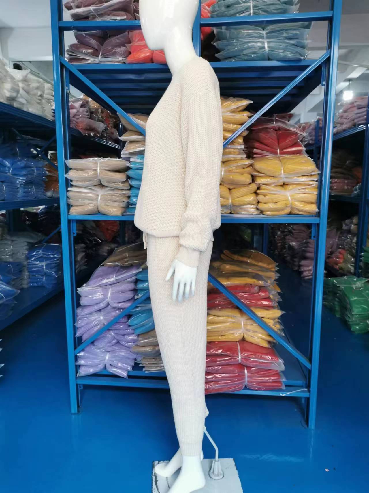 European and American Amazon hot sale fashion casual knitted suit trousers suit foreign trade Women's wool suit