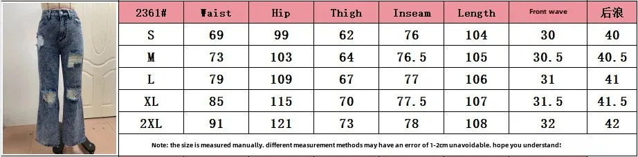 New Style Women's Ripped Street Denim Trousers Fashionable Street Jeans