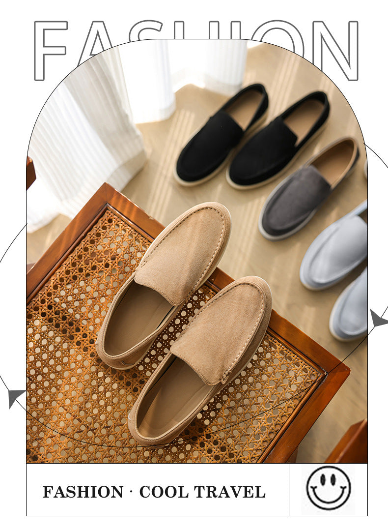 Pure Original Italian PU Slip-on Business Casual Loafers Flat Casual Lazy Men's Shoes Slip-on B- 3 Shoes