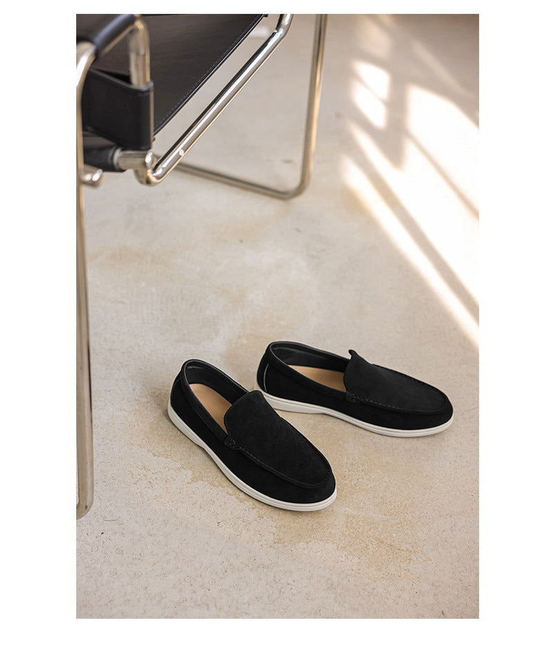 Pure Original Italian PU Slip-on Business Casual Loafers Flat Casual Lazy Men's Shoes Slip-on B- 3 Shoes