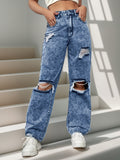 New Style Women's Ripped Street Denim Trousers Fashionable Street Jeans