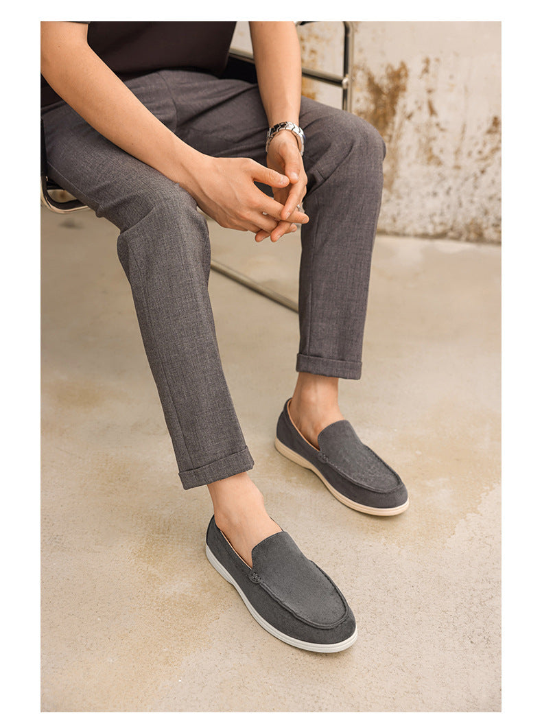 Pure Original Italian PU Slip-on Business Casual Loafers Flat Casual Lazy Men's Shoes Slip-on B- 3 Shoes