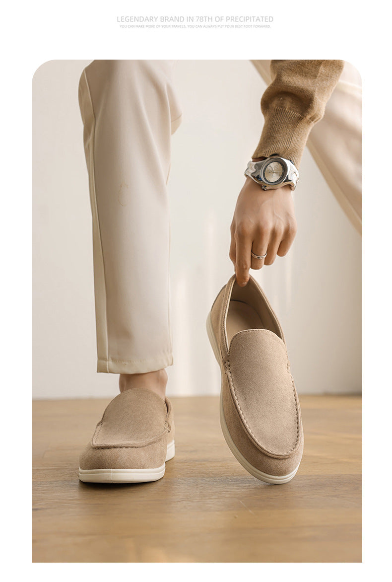 Pure Original Italian PU Slip-on Business Casual Loafers Flat Casual Lazy Men's Shoes Slip-on B- 3 Shoes