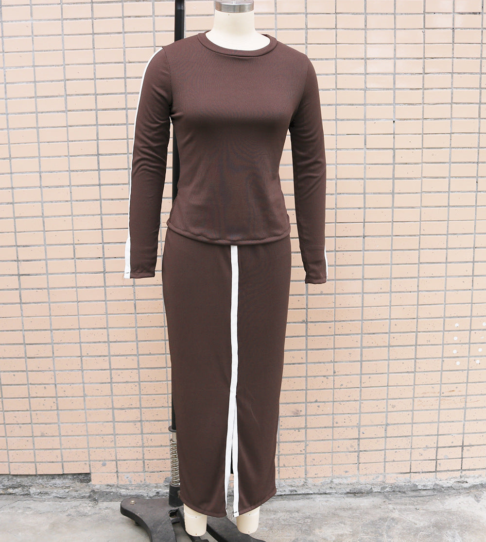 2025 independent station wish Amazon new autumn and winter fashion long sleeve solid color split two-piece skirt suit women