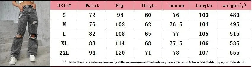 New Style Women's Ripped Street Denim Trousers Fashionable Street Jeans