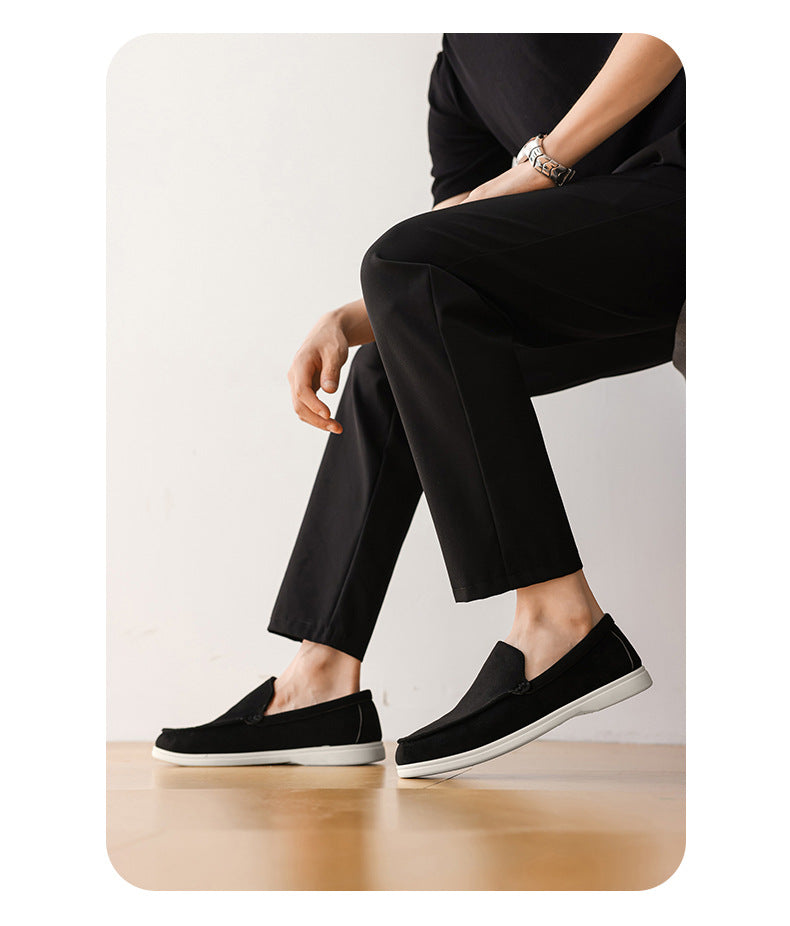 Pure Original Italian PU Slip-on Business Casual Loafers Flat Casual Lazy Men's Shoes Slip-on B- 3 Shoes