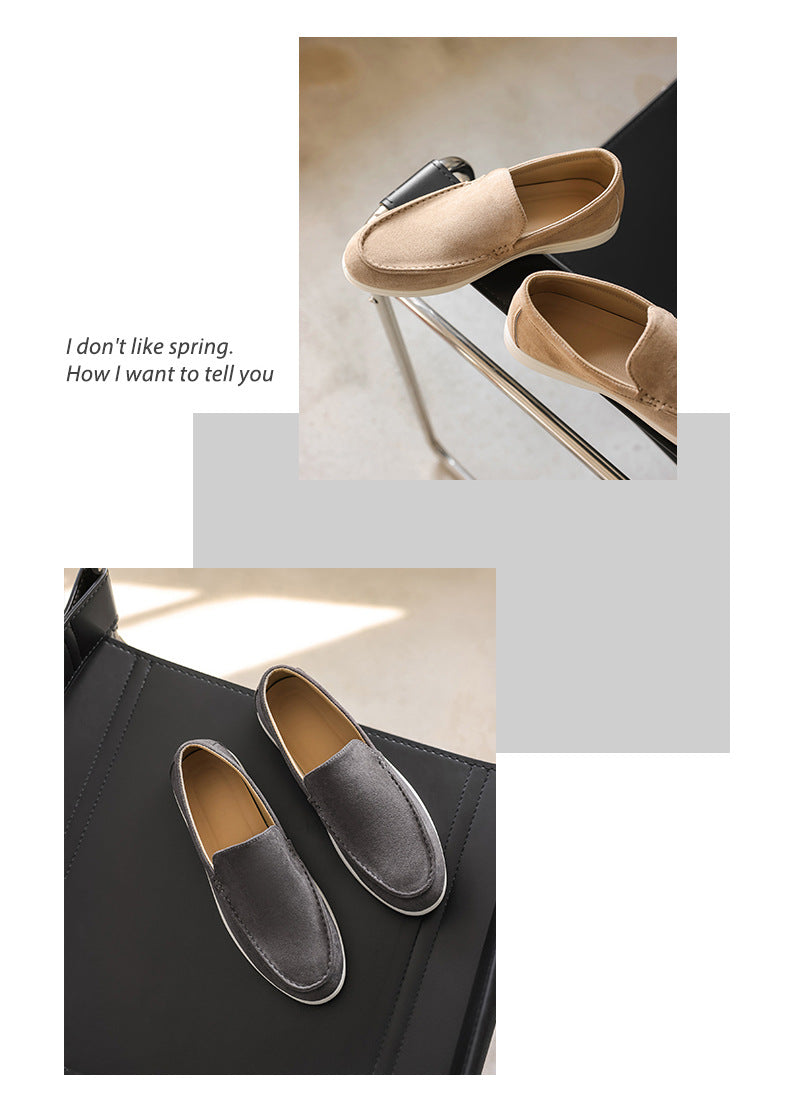 Pure Original Italian PU Slip-on Business Casual Loafers Flat Casual Lazy Men's Shoes Slip-on B- 3 Shoes
