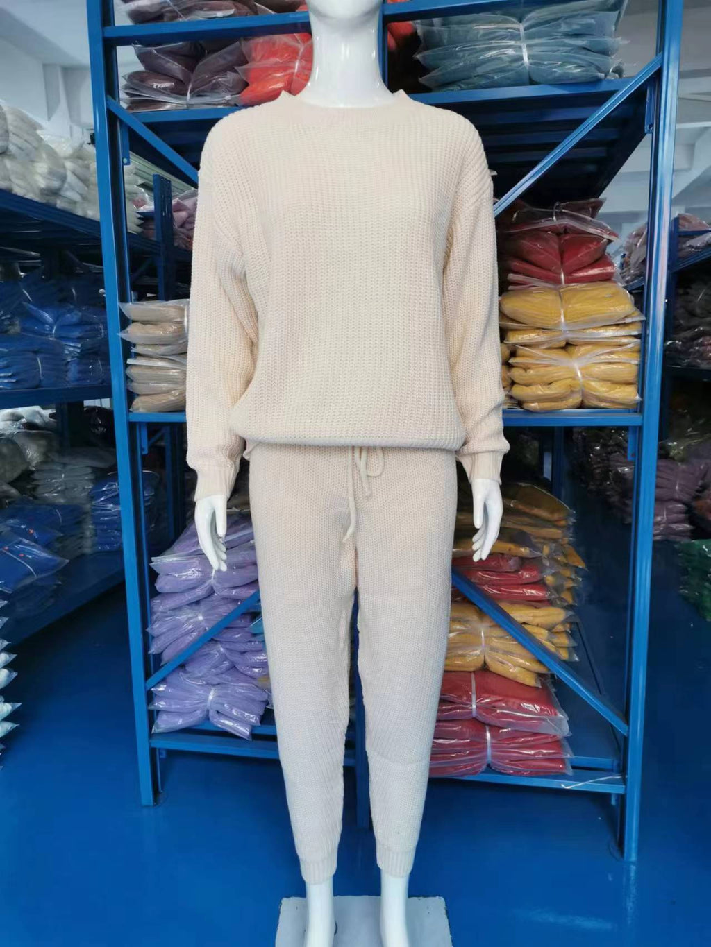 European and American Amazon hot sale fashion casual knitted suit trousers suit foreign trade Women's wool suit