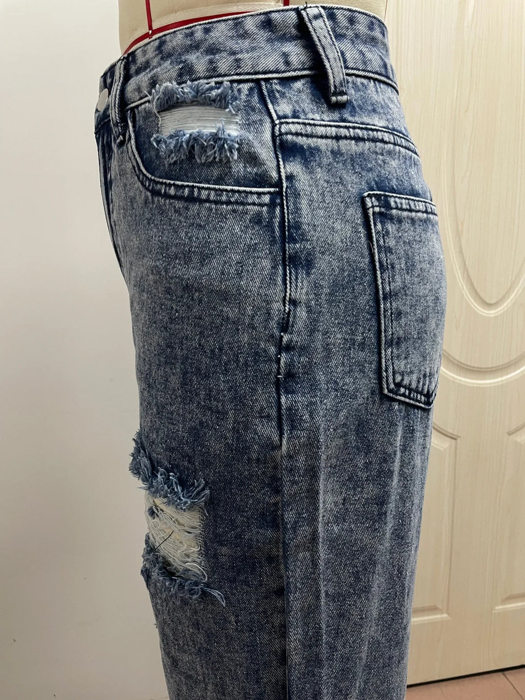 New Style Women's Ripped Street Denim Trousers Fashionable Street Jeans