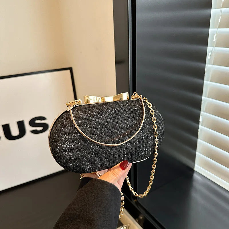 Light luxury sequined hand-held dinner bag, elegant style bag, high-end chain single-shoulder crossbody bag