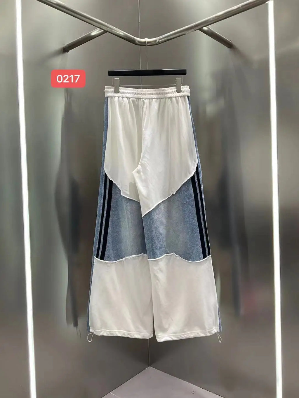 European Casual Suit Women's 2026 Spring and Summer New Letter-printed Trousers Denim Splicing Ripped Short-sleeved Top
