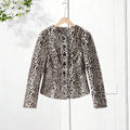Chic Leopard Print Crop Jacket Women Modern O-neck Single Breasted Full Sleeve Coat Female 2026 Autumn Lady Outwears New