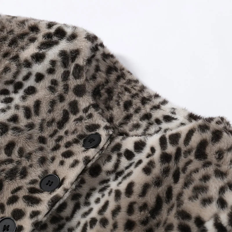 Chic Leopard Print Crop Jacket Women Modern O-neck Single Breasted Full Sleeve Coat Female 2026 Autumn Lady Outwears New