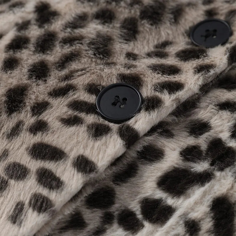 Chic Leopard Print Crop Jacket Women Modern O-neck Single Breasted Full Sleeve Coat Female 2026 Autumn Lady Outwears New