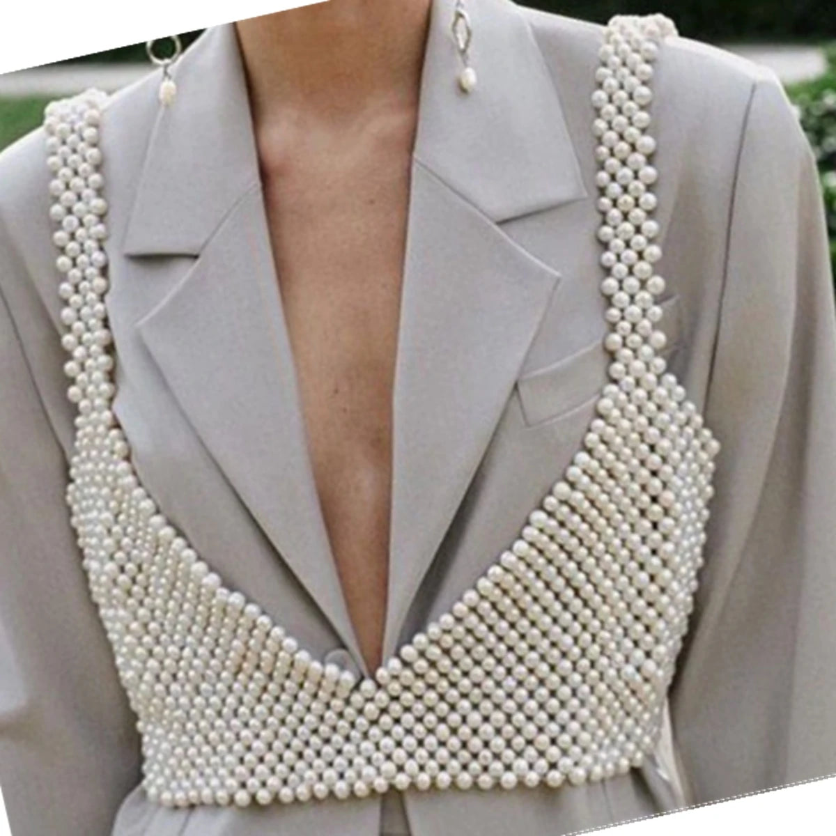 Women's Coquette Camisole, Adult Solid Color Sleeveless Hollow-Out Bead Decoration Matching Vest Sling Crop Tops