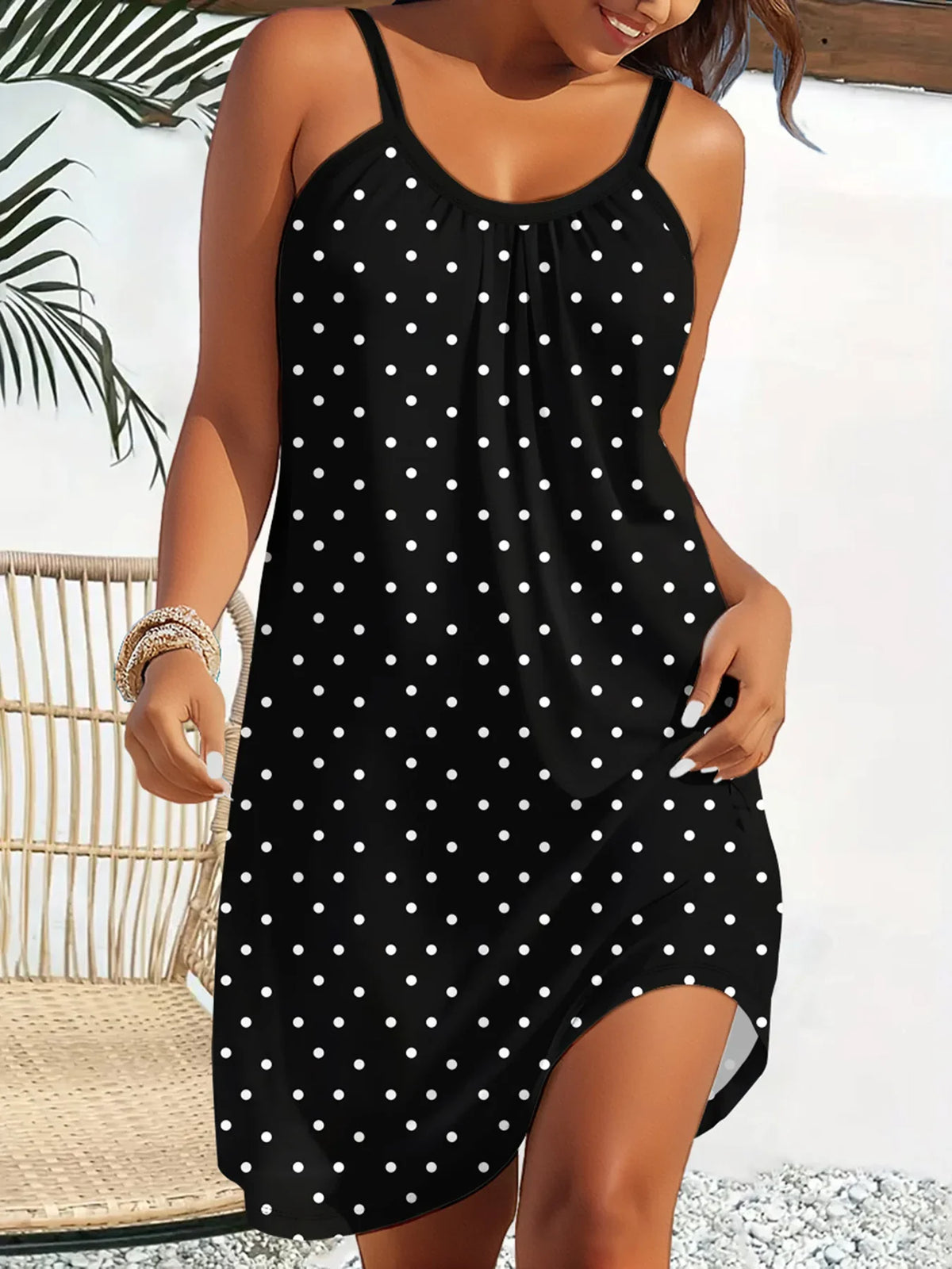 2026 Summer new fashion women's round neck printed elegant casual  Plus-size dress