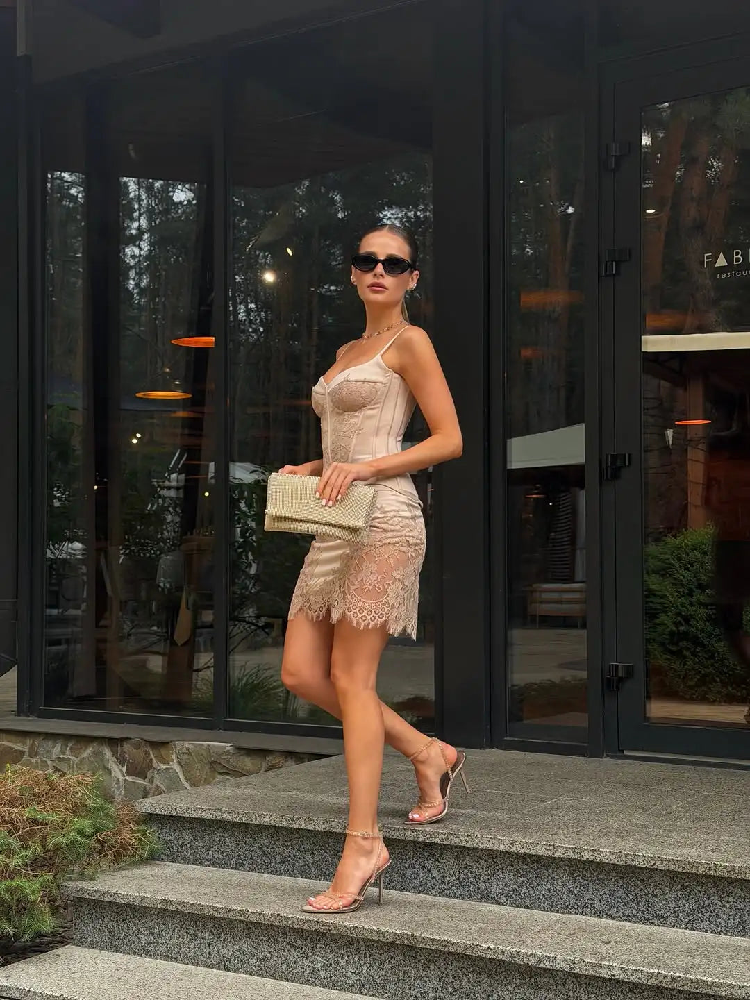 Champagne Sequin One Shoulder Mini Dress Sexy Short Sleeve Waist Cutout Bodycon Gown 2026 Summer Party Date Wedding Club Outfit
