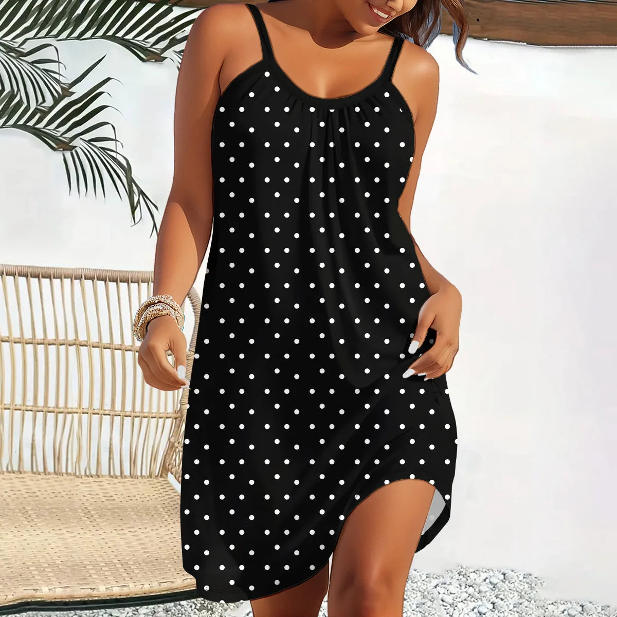 2026 Summer new fashion women's round neck printed elegant casual  Plus-size dress