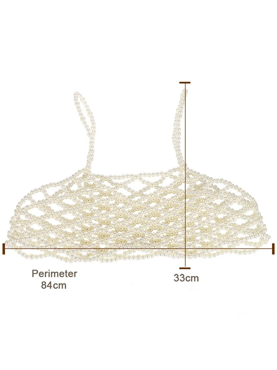 Women's Coquette Camisole, Adult Solid Color Sleeveless Hollow-Out Bead Decoration Matching Vest Sling Crop Tops